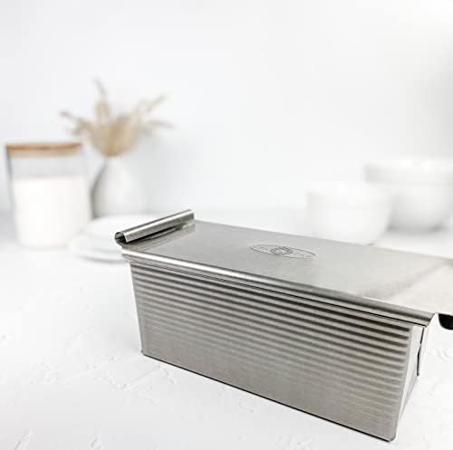 USA Pan Bakeware Pullman Loaf Pan With Cover,9 x 4 inch,Nonstick & Quick Release Coating,Made in the USA from Aluminized Steel,(Pack of 3)