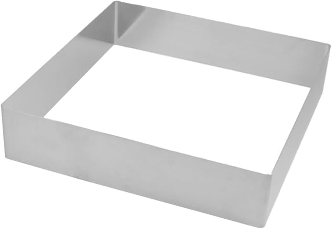 BESTonZON Square Cake Ring 8.66 Inch Stainless Steel Baking Mold for Mousse Pastry Cookie Dough Diy Dessert Cutter with Reusable Smooth Surface
