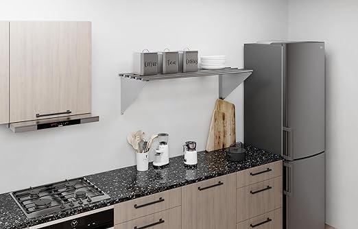 Premium Stainless Steel Tubular Wall Shelf – 48" L x 18" D | NSF Certified | Appliance & Equipment Shelf for Restaurant, Kitchen, Utility Room, Garage