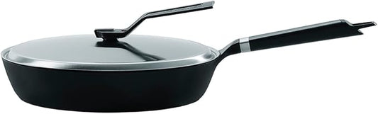 Vermicular Oven-Safe Skillet with Stainless Steel Lid | 28cm Deep (11”) | Aluminum Handle | Lightweight Enameled Cast Iron Pan with Non-Toxic Enamel Finish | Induction-compatible | Made in Japan