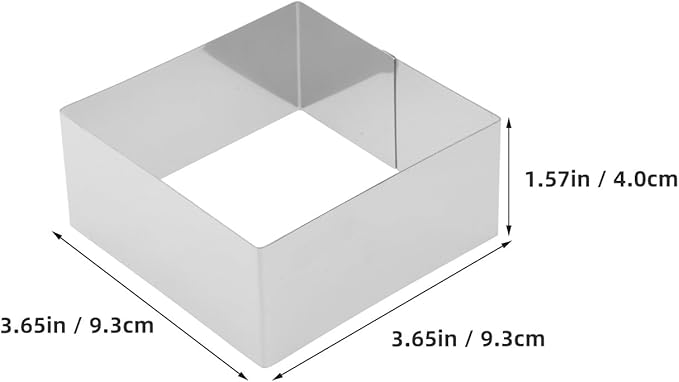 UPKOCH 5 Inch Square Stainless Steel Cake Ring for Mousse and Pastry Baking Square Mold for Custom Desserts and Baking Tools
