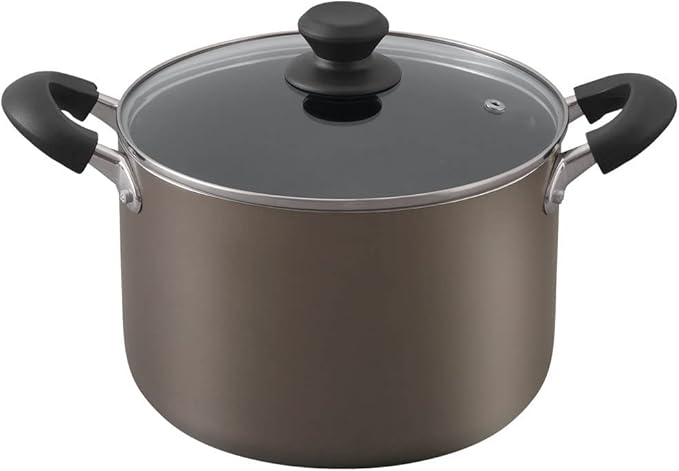 Iris Ohyama DIS-P22D Pot, 8.7 inches (22 cm), Deep Type, Gas Stove and Induction Compatible, Lid Included, Diamond Coat, Long Lasting, Non-Stick, Easy Care, Brown