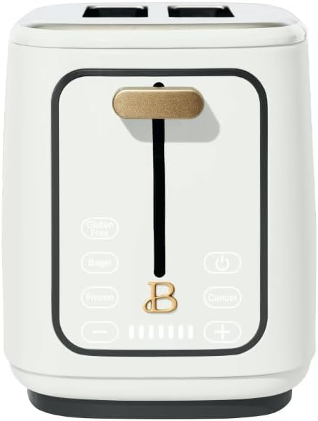 Drew Barrymore White Icing 2 Slice Toaster with Touch-Activated Display