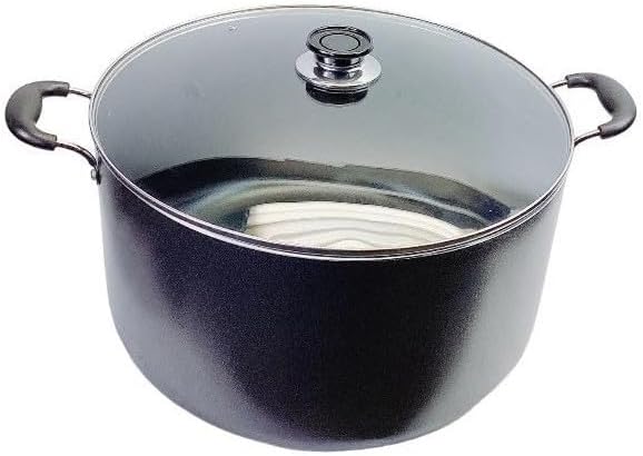 30 QT Non-Stick Dutch Oven Stockpot Pasta Cooking Pot, Glass Lid Double Handles