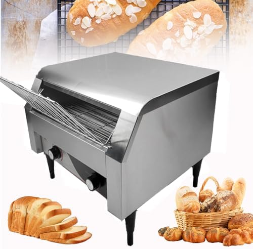 Commercial Conveyor Toaster Catering Conveyor Toaster Electric Bread Maker 150/300/450 Pieces/Hour Automatic Oven Intelligent Temperature Control (Silver 450)