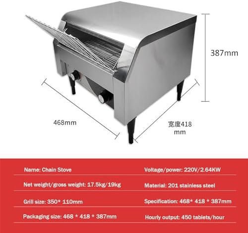 Commercial Conveyor Toaster Catering Conveyor Toaster Electric Bread Maker 150/300/450 Pieces/Hour Automatic Oven Intelligent Temperature Control (Silver 450)