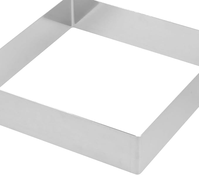 BESTonZON Square Cake Ring 8.66 Inch Stainless Steel Baking Mold for Mousse Pastry Cookie Dough Diy Dessert Cutter with Reusable Smooth Surface