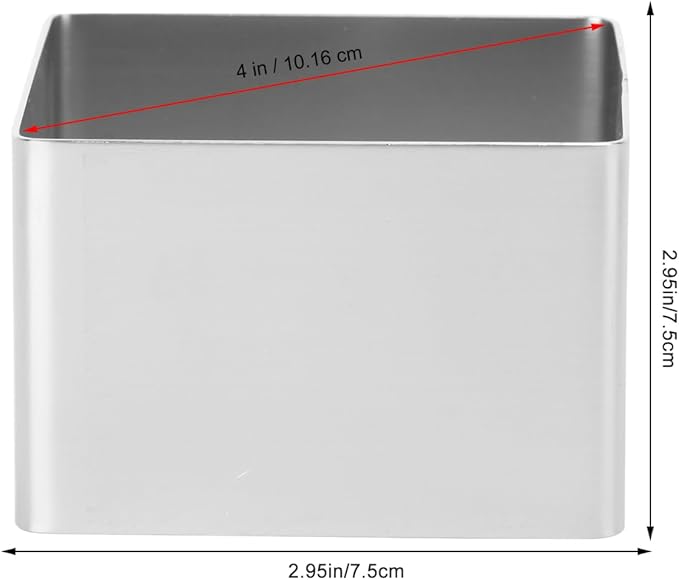 UPKOCH 4 Inch Square Stainless Steel Cake Ring Mold for Mousse Tiramisu Cheesecake Small Square Baking Tool Dishwasher Safe for Home Kitchen Desserts