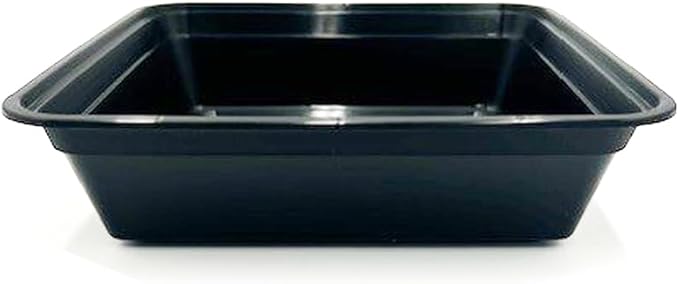 48oz Food Prep Containers with Black Base & Clear Lids - Square & 2" Depth Microwavable Disposable Freezer-Safe BPA-Free Plastic Meal Storage, Combo Pack of 50 sets