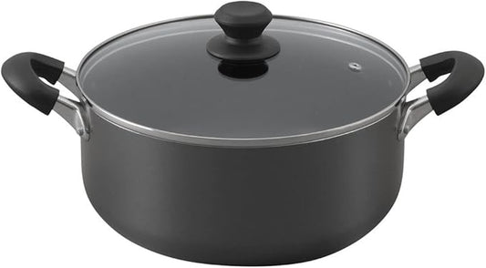 Iris Ohyama DIS-P26 Pot, 10.2 inches (26 cm), Gas Fire/Induction Compatible, Includes Lid, Diamond Coat, Long Lasting, Non-Sticking, Easy Care, Black
