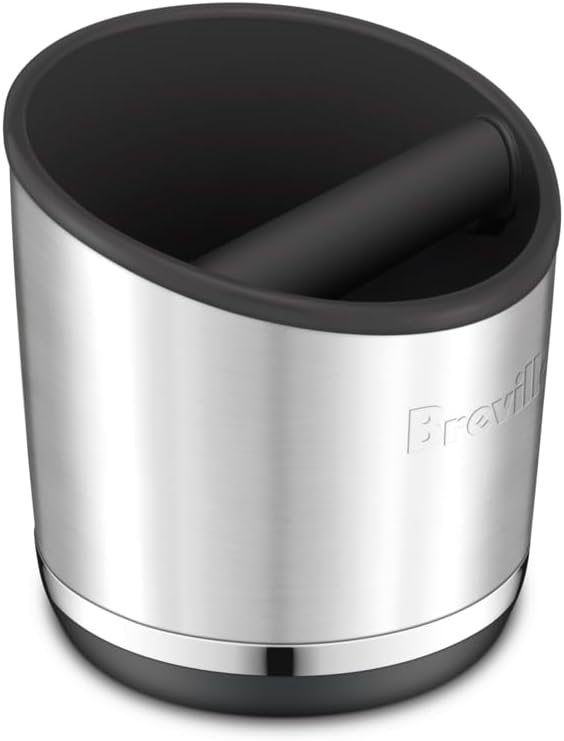 Breville BEA502BSS Knock Box 20 Espresso Machine Accessory, 20 Puck Capacity, Brushed Stainless Steel