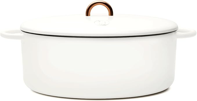 Great Jones Dutchess Cast Iron Dutch Oven Pot With Lid (Salt) - Large 6.75 Quart Size, Dual Handles - All Stovetop Safe - 500° Dutch Oven For Bread Baking | Dishwasher Friendly