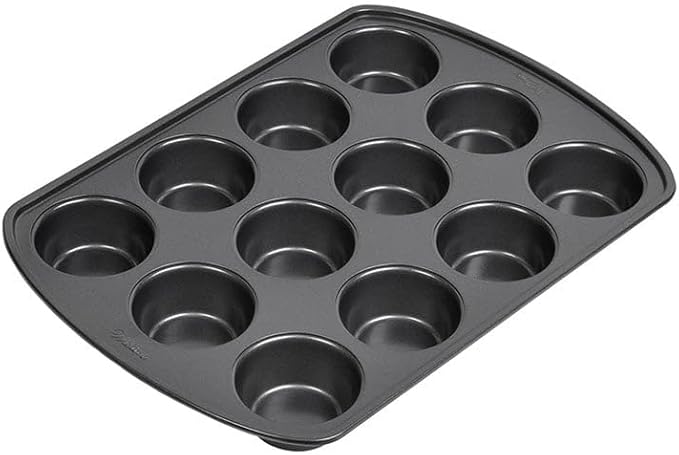 Wilton Gold Non-Stick 12 -Cup Muffin Pan, Stainless Steel Bakeware, Made without PFAS, 10.5 x 15 x 1.4 in, Packaging May Vary