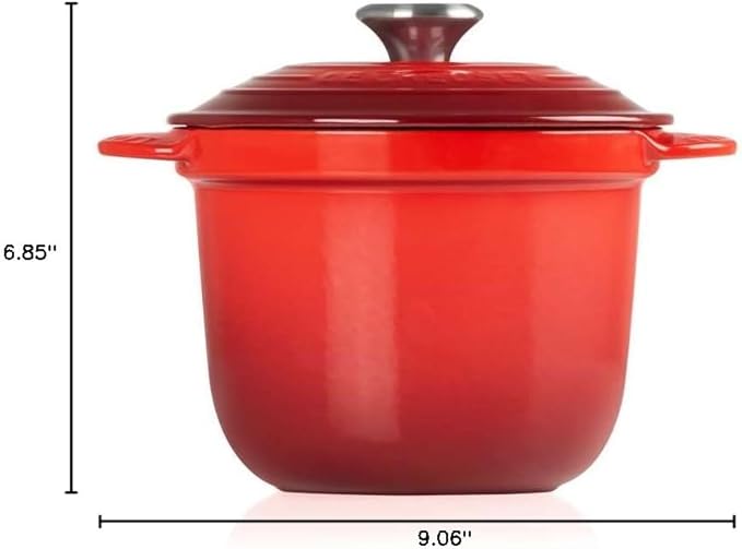 Le Creuset Enameled Cast Iron Rice Pot with Lid & Stoneware Insert, 2.25 qt., Cerise