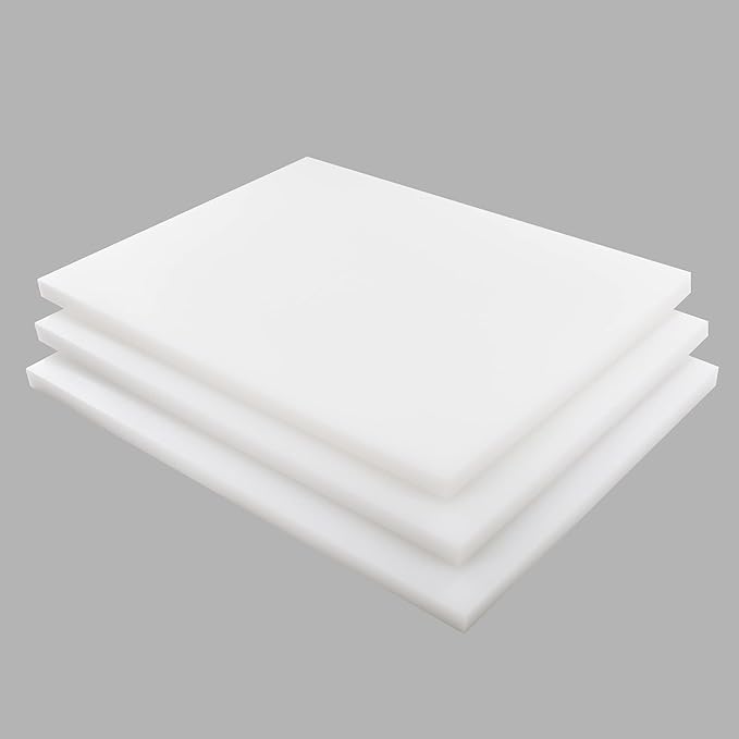 CMI Commercial Grade Cutting Board for Kitchens,Cutting Board Set,Thick White Plastic Chopping Board,20 x 15 x 1 Inch, White-Color 3 of Pack Set,Professional for Restaurants,NSF Certified