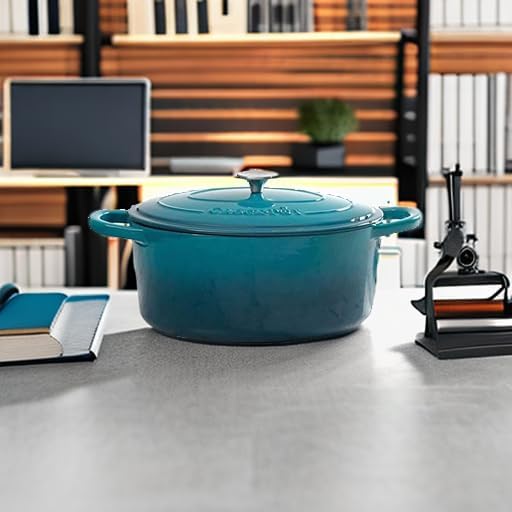 Crock-Pot Artisan 7-Quart Oval Enameled Cast Iron Dutch Oven – Teal Ombre, Durable Cookware for Slow Cooking, Roasting, Baking with Lid