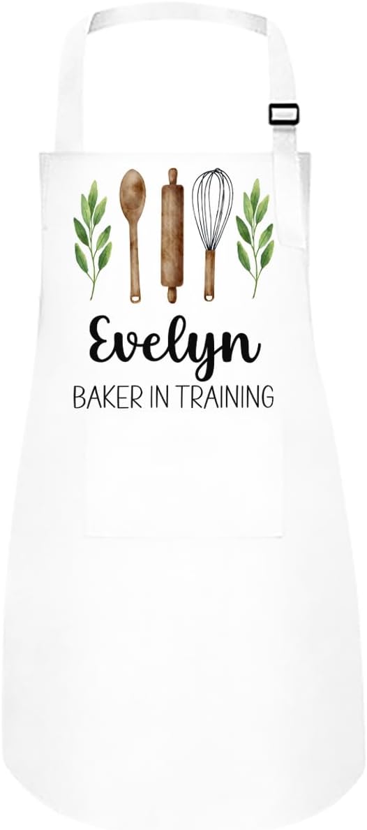 Personalized Baking Tools Kitchen Apron, Adjustable 2 Pockets, Blue Spatula Custom gift for baker