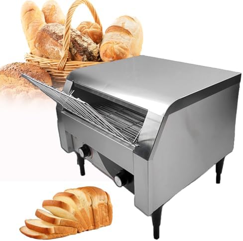 Commercial Conveyor Toaster Catering Conveyor Toaster Electric Bread Maker 150/300/450 Pieces/Hour Automatic Oven Intelligent Temperature Control (Silver 450)