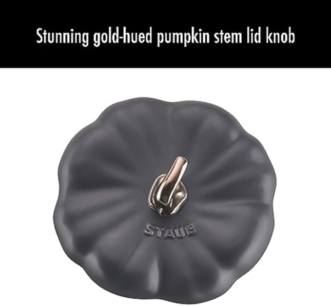 STAUB Ceramic 0.75-qt Petite Ceramic Pumpkin, Oven & Stove Safe up to 572°F, Pumpkin Dish, Ceramic Baking Dish, Candy Dish, Matte Black