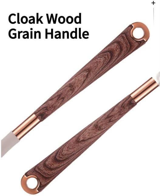 11-Piece Premium Silicone Kitchen Utensil Set with Holder - Heat-Resistant Cooking Tools with Wooklike Grain Handles & Rose Gold Accents - Nonstick Utensils for Modern Home Cooks.