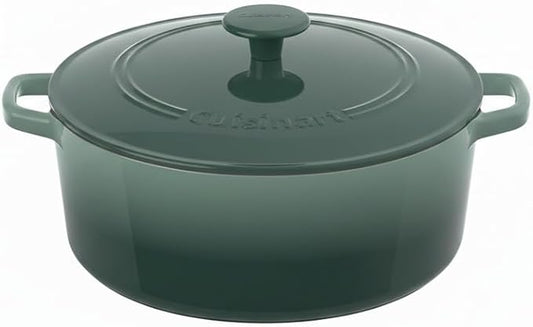 Cuisinart Chef's Classic Enameled Cast Iron Round Covered Casserole (Seafoam Green, 7- Quart)