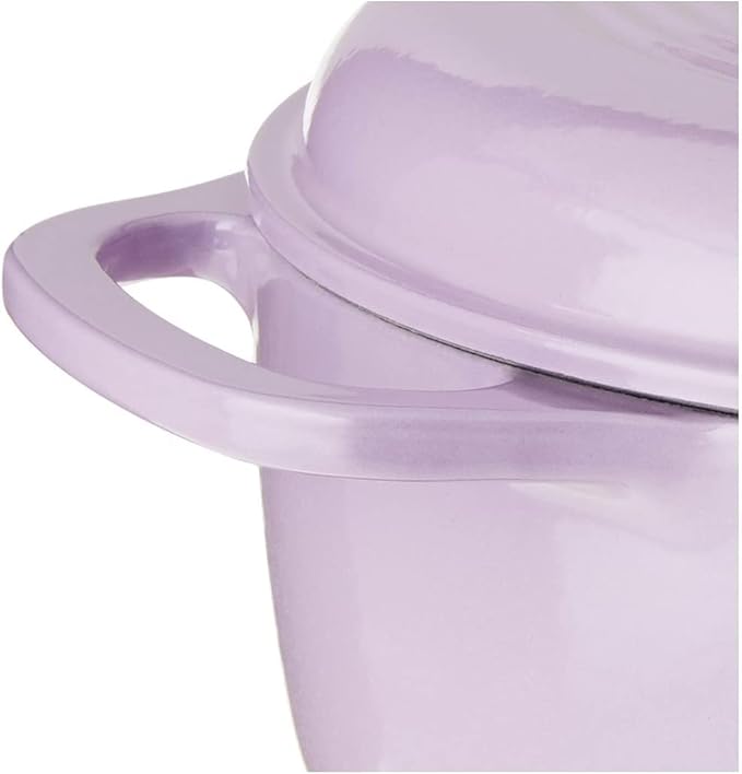 Lodge 3 Quart Enameled Cast Iron Dutch Oven with Lid – Dual Handles – Oven Safe up to 500° F or on Stovetop - Use to Marinate, Cook, Bake, Refrigerate and Serve – Lilac