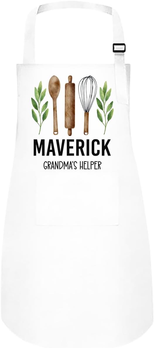 Personalized Baking Tools Kitchen Apron, Adjustable 2 Pockets, Blue Spatula Custom gift for baker