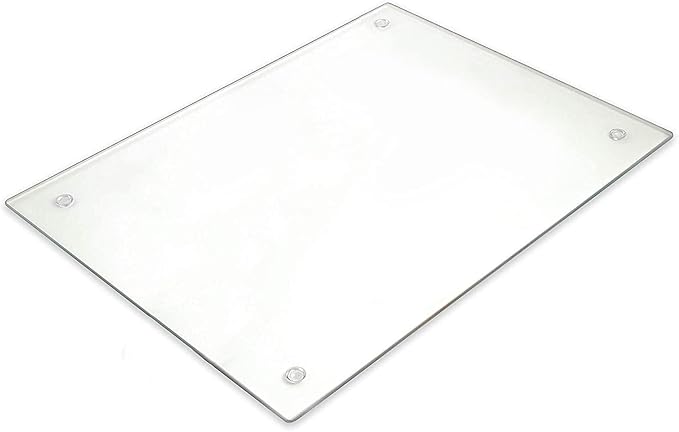 Tempered Glass Cutting Board – Long Lasting Clear Glass – Scratch Resistant, Heat Resistant, Shatter Resistant, Dishwasher Safe. (Large 12x16)