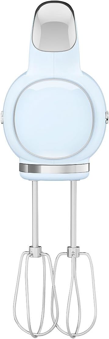 SMEG Pastel Blue 50's Retro Style Electric Hand Mixer with Set of Beaters, Set of Dough Hooks and Set of Whisks