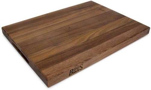John Boos R-Board Series Rectangular Wooden Walnut Cutting Board 20”x15” – 1.5” Thick, 12-lb Reversible Butcher Block with Edge-Grain & Finger Grips – Made in the USA
