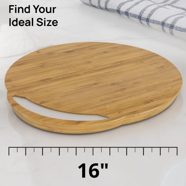 Ibyx Elegant Round Sliding Tray for Your Pressure Cooker, Air Fryer & Heavy Kitchen Appliances - Sturdy, Slides Easily from Under The Cabinet (Natural, 16”)