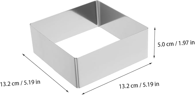 BESTonZON Square Mousse Mold Stainless Steel Cake Ring Reusable Baking Tool for Mousse Desserts and Pastries Non-deforming Smooth Surface for Easy Lifting and Cutting