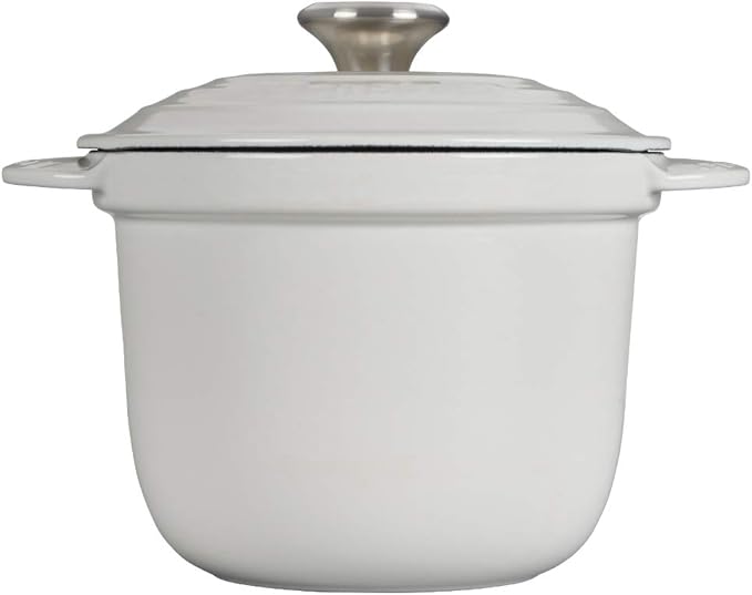 Le Creuset Enameled Cast Iron Rice Pot with Lid & Stoneware Insert, 2.25 qt., White