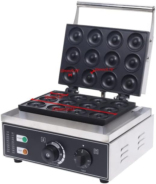 Commercial Use Nonstick 110V Electric 12pcs 5cm Doughnut Baker Maker Machine, Mini Doughnut Maker Commercial Donut Machine For Baking Delicious Donuts