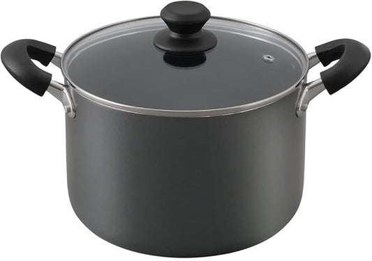 Iris Ohyama DIS-P22D Pot, 8.7 inches (22 cm), Deep Type, Gas Stove and Induction Compatible, Lid Included, Diamond Coat, Long Lasting, Non-Stick, Easy Care, Black