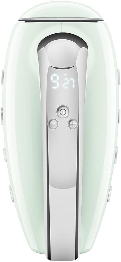 SMEG HMF01 9-Speed Retro Hand Mixer – 220W Motor, Smooth Start, Turbo Function, LED Timer Display, Stainless Steel Whisks, Beaters & Dough Hooks, Premium Die-Cast Aluminum Body