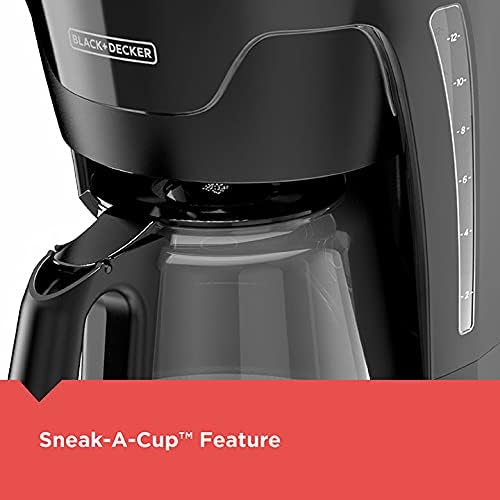 BLACK+DECKER CM1110B Programable 12-Cup Coffee Maker, Easy Pour, Non-Drip Carafe with Removable Filter Basket, Black