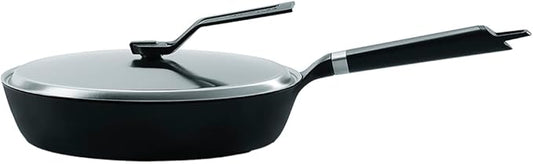 Vermicular Oven-Safe Skillet with Stainless Steel Lid | 26cm Deep (10.2”) | Aluminum Handle | Lightweight Enameled Cast Iron Pan with Non-Toxic Enamel Finish | Induction-compatible | Made in Japan