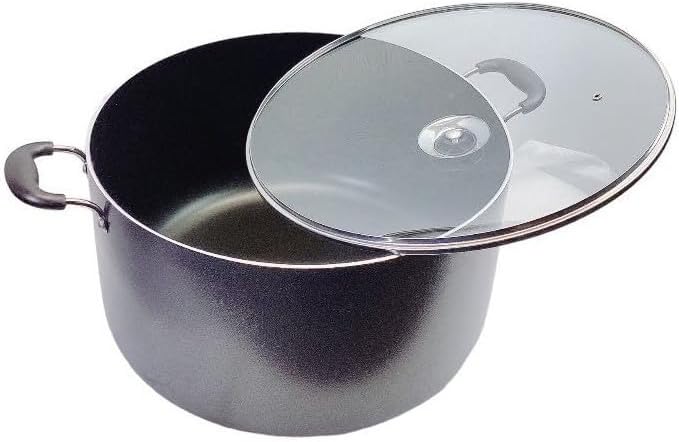 30 QT Non-Stick Dutch Oven Stockpot Pasta Cooking Pot, Glass Lid Double Handles