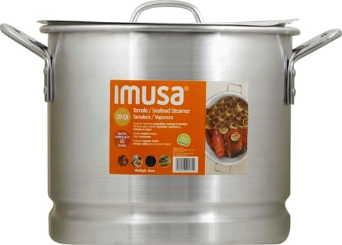 IMUSA USA Aluminum Tamale and Steamer Steamer Pot 20-Quart, Silver