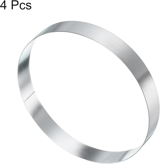 HARFINGTON 4Pcs Round Cake Ring 5.9 x 1 Inch Seamless Stainless Steel Pastry Mousse Dessert Ring Mirror Coating for Baking Cooking English Muffins Crumpet Making Tool