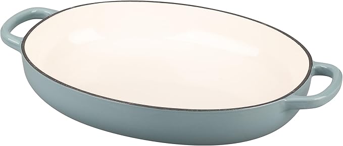 Enameled Oval Cast Iron Dutch Oven Pot with Lid, Bread Dutch Oven for Sourdough Bread Baking, Dutch Oven Bread, Bread Oven, 6QT, Seasalt