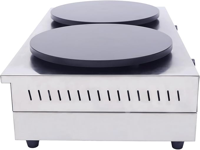 Crepe Maker, Commercial Electric Crepe Maker Machine, Non-Stick Electric Burner Griddle, 2-Burner Crepe Making Table Stove, 110v Kitchen Pancake Baking Machine for Tortilla Eggs Pancakes Blintzes Roti