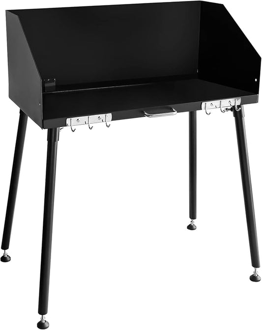Carbon Steel Camp Cooking Table,30x16 Inch Dutch Oven Table,with Three-Sided Windscreen and Four Legs for Grill Travel Table Outdoor Picnic,Beach,BBQ,Backyards