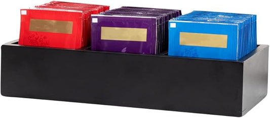 Restaurantware-9.5 x 4.25 x 2 Inch Coffee Condiment Organizer, 1 Rectangle Creamer Organizer - 3 Compartments, Black Bamboo Coffee Accessory Caddy, Won't Chip, For Tea And Sugar Packets