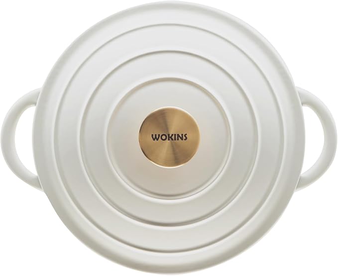 7QT Enameled Cast Iron Dutch Oven Pot with Lid,Heavy-Duty Cookware for Sourdough Bread Baking,Braising,Stews,Roasting,Oven Safe up to 500°F,cream