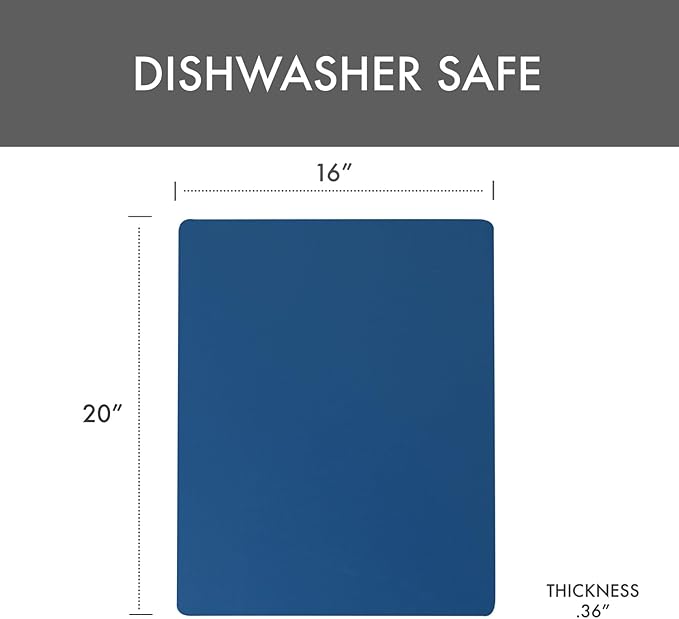 Dexas 4-Pack NSF Certified Polysafe Pastry Boards, 16 x 20 inches, Reversible Kitchen Cutting Board, Assorted Colors