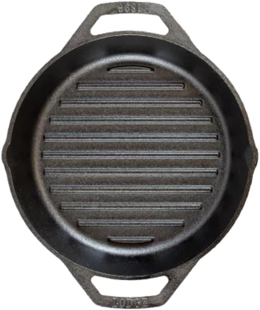 Lodge 12" Cast Iron Dual Handle Grill Pan, Black