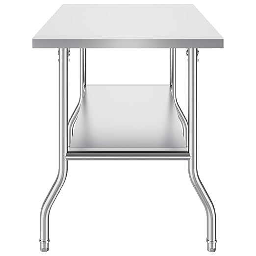 VEVOR Stainless Steel Foldable Work Table, 30 * 48 Inch Heavy Duty Food Outdoor Double Layer Stainless Steel Worktable for Commercial Kitchen Restaurant
