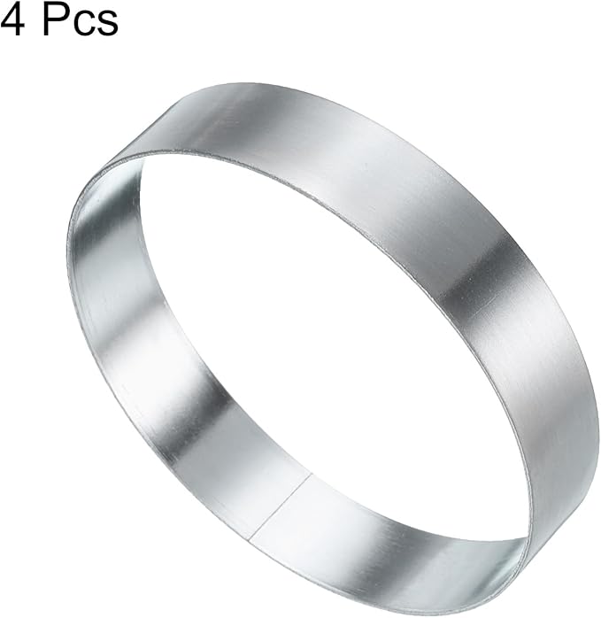 HARFINGTON 4Pcs Round Cake Ring 3.54 x 1 Inch Seamless Stainless Steel Pastry Mousse Dessert Ring Mirror Coating for Baking Cooking English Muffins Crumpet Making Tool